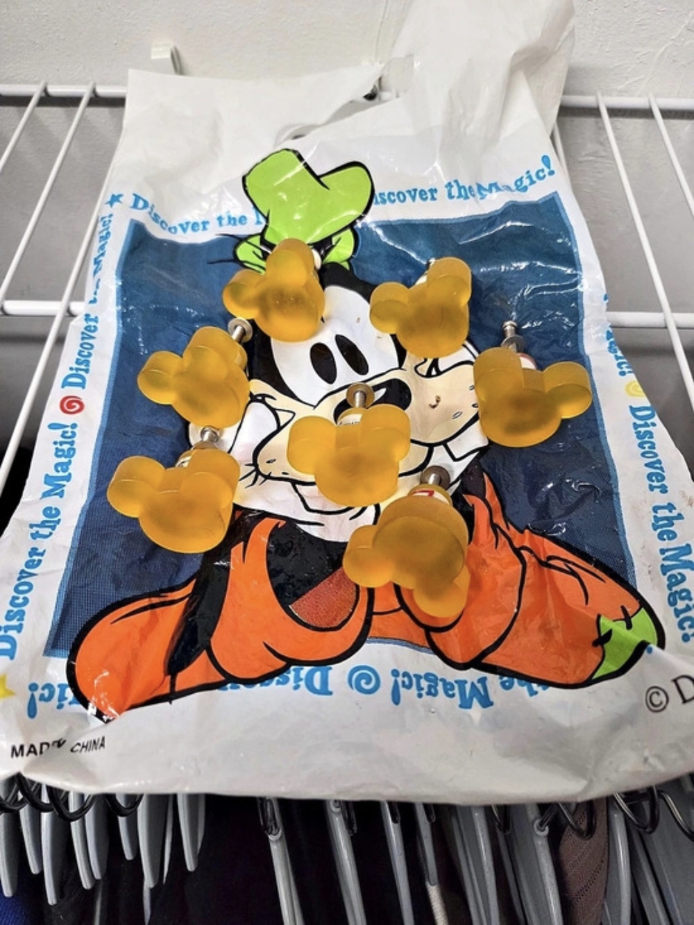 7 Vintage Disney Mickey-Shaped Orange Drawer Knobs